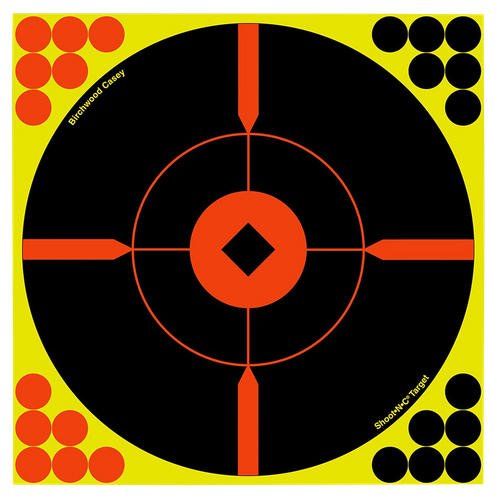 Birchwood Casey 34850 Shoot-N-C Reactive Target Self-Adhesive Paper Black/Yellow/Red 8" Bullseye BMW 50 Pack