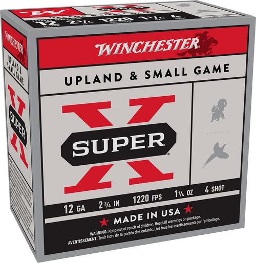 Winchester Ammo X12P4 Super X Game Load High Brass 12Gauge 2.75" 1 1/4oz 4Shot 25 Per Box/10 Case *Pheasant