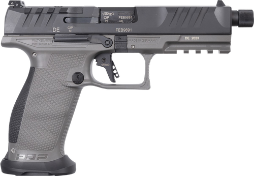 Walther Arms 2877503 PDP Pro SD 9mm Luger 18+1 5.10" Threaded Barrel, Black Optic Cut/Serrated Slide, Tungsten Gray Polymer Frame with Pic. Rail, Performance Duty Grip, Flared Magwell