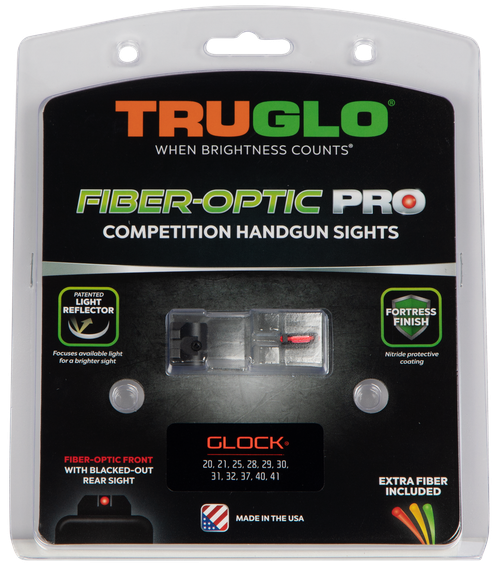 TruGlo TG132G2 Fiber-Optic Pro  Red/Fiber Optic Front Sight-Black/Blank Rear Sight Glock 20/21