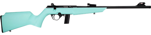 Rossi  RB22  Compact 22 LR 10+1, 16" Matte Black Button Rifled Free Floating Steel Barrel, Matte Black Stainless Steel Receiver, Cyan Monte Carlo Stock, Right Hand