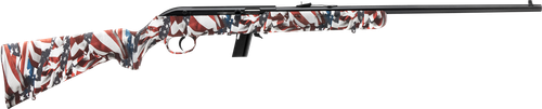 Savage Arms 40222 64 F Full Size 22 LR 10+1 21" Matte Black Carbon Steel Barrel, Matte Black Grooved Carbon Steel Receiver, American Flag Fixed Synthetic Stock, Right Hand