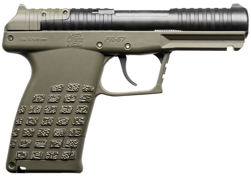 Kel-Tec PR57GRN PR57  Compact Frame 5.7x28mm 20+1 4" Black Steel Barrel, OD Green Optic Ready/Serrated Slide, OD Green Textured Grip