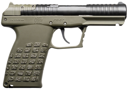 Kel-Tec PR57GRN PR57  Compact Frame 5.7x28mm 20+1 4" Black Steel Barrel, OD Green Optic Ready/Serrated Slide, OD Green Textured Grip