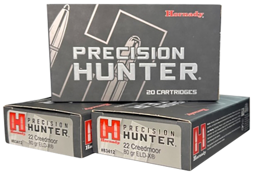Hornady 83412 Precision Hunter  22 Creedmoor 80 gr ELD-X 20 Per Box/10 Cs