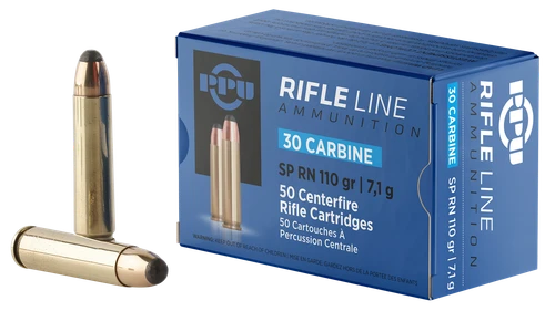 PPU PP30S Standard Rifle  30Carbine 110gr Soft Point Round Nose 50 Per Box/10 Case