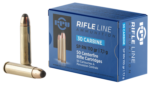 PPU PP30S Standard Rifle  30Carbine 110gr Soft Point Round Nose 50 Per Box/10 Case