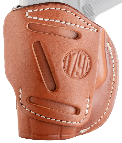 1791 Gunleather 4WH2CBRR 4-Way  IWB/OWB Size 02 Classic Brown Leather Belt Clip Compatible w/Ruger LCP/S&W Bodyguard/Glock 42/43/43X  Right Hand