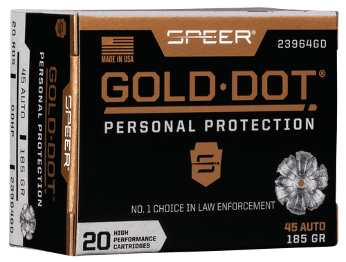 Speer 23964GD Gold Dot Personal Protection 45ACP 185gr Hollow Point 20 Per Box/10 Case