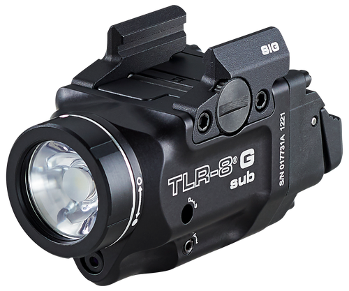 Streamlight 69437 TLR-8 w/Laser Black Anodized, Green Laser 5.0 mW/500 Lumens Output 510-530nm Wavelength, Fits Sig Sauer P365/P365XL