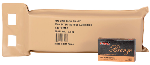 PMC 223ABP Bronze Battle Pack 223Rem 55gr Full Metal Jacket Boat Tail 200 Per Box/5 Case