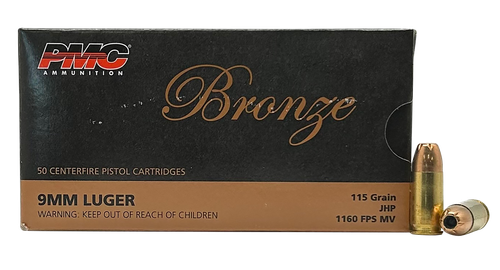 PMC 9B Bronze  9mmLuger 115gr Jacketed Hollow Point 50 Per Box/20 Case