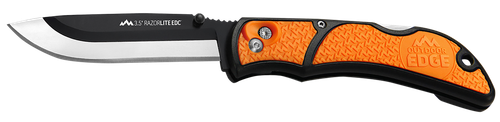 Outdoor Edge RLB30C RazorLite  3.50" Folding Drop Point Tanto Plain 420J2 SS Blade Black/Orange Polymer Handle