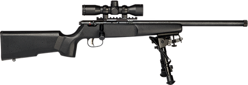 Savage Arms 13824 Rascal Target XP Youth 22 LR 1rd 16.12" Barrel, Matte Blued Metal Finish, Matte Black Synthetic Stock Includes 4x32mm Scope & Bipod