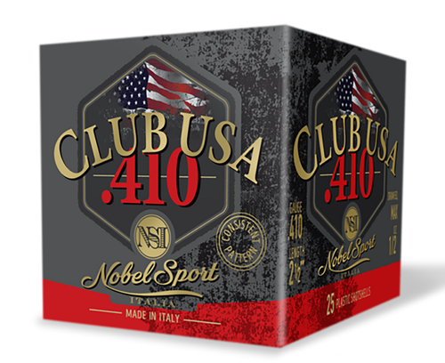 Nobel/eurosports Llc ANS4126  Club USA 410Gauge 2.50" 1/2oz 6Shot 25 Per Box/10 Case