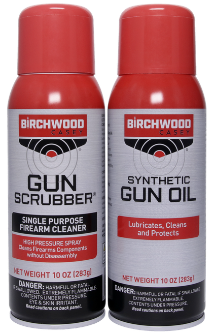 Birchwood Casey 33302 Gun Scrubber & Synthetic Gun Oil Combo Pack 10 oz. Aerosol Can 2 Pack
