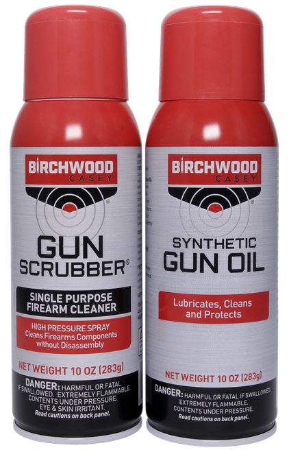Birchwood Casey 33302 Gun Scrubber & Synthetic Gun Oil Combo Pack 10 oz. Aerosol Can 2 Pack