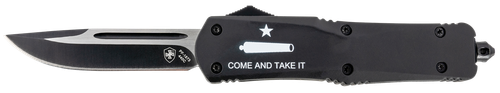Templar Knife LCATI331 Gen II Come And Take It Large 3.50" OTF Drop Point Plain Black Oxide Stonewashed 440C SS Blade, 5.25" Black "Come And Take It" Aluminum Handle, Glass Breaker