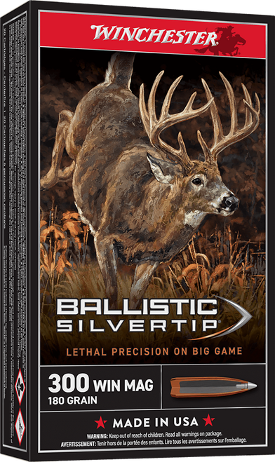 Winchester Ammo SBST300 Ballistic Silvertip  300WinMag 180gr Rapid Controlled Expansion Polymer Tip 20 Per Box/10 Case