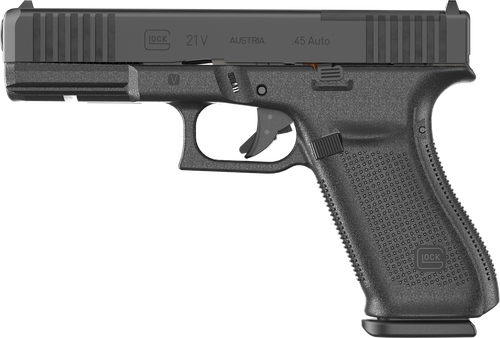 Glock UV2150203MOS G21 V MOS Full Size 45 ACP 13+1 4.61" Black GMB Barrel, Black nDLC Steel Optic Ready/Serrated Slide, Black Polymer Frame w/Accessory Rail, Textured Polymer Grip, Ambidextrous