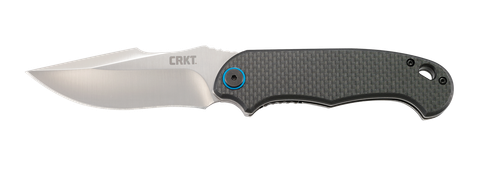 CRKT 7920 P.S.D.  3.63" Folding Plain Satin 4116 Stainless Steel Blade/ Black Carbon Fiber/G10 Handle Includes Pocket Clip