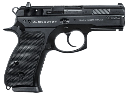 CZ-USA 91199 P-01  Compact Frame 9mm Luger 15+1 3.75" Black Steel Barrel, Black Steel Serrated Slide, Black Polycoat Aluminum Frame w/Beavertail, Black Rubber Grip, Right Hand