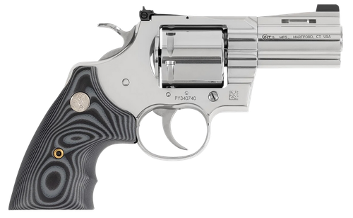 Colt Mfg PYTHONSP3NS Python Combat Elite 357 Mag/38 Special 6 Shot 3" Stainless Steel Recessed Target Crown Vent Rib Barrel, Cylinder & Frame, Black G10 Grip w/Colt Medallion, Exposed Hammer