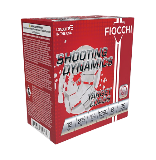 Fiocchi 12SD18X8 Shooting Dynamics  12Gauge 2.75" 1 1/8oz 8Shot 25 Per Box/10 Case