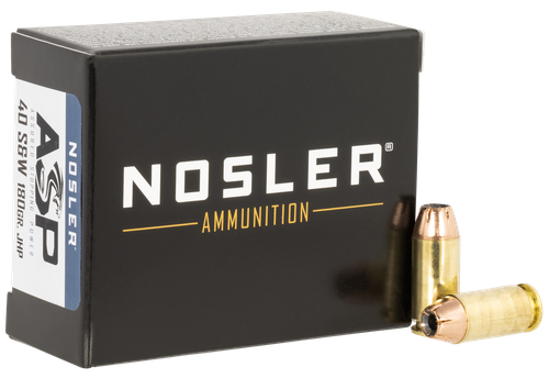 Nosler 51279 Assured Stopping Power Handgun 40S&W 180gr Jacketed Hollow Point 20 Per Box/20 Case