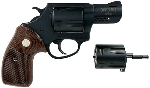 Charter Arms 13920 Double Dog  Large 9mm Luger/357 Mag/38 Special 5 Shot 2.20" Overall Black Passivate Stainless Steel Ported Barrel, Cylinder & Frame, Walnut Grip, Exposed Hammer