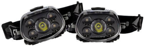 Cyclops CYC-HLFXP-2PK Force XP LED Headlamp  Black 3.2/5.5/15/350 Lumens Red/Green Cree LED