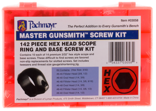 Lyman 03058 Master Gunsmith Hex Head Ring and Base Screw Kit Hardened Steel Universal Metal Handle 142 Pieces