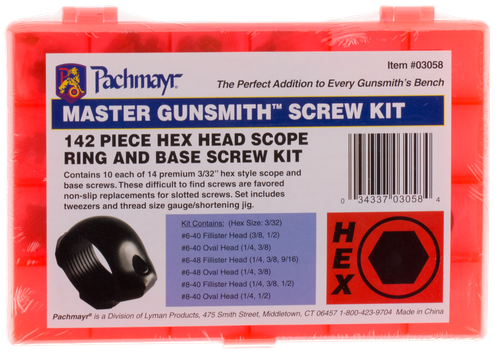 Lyman 03058 Master Gunsmith Hex Head Ring and Base Screw Kit Hardened Steel Universal Metal Handle 142 Pieces