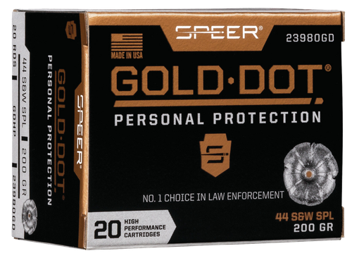 Speer 23980GD Gold Dot Personal Protection 44S&WSpl 200gr Hollow Point 20 Per Box/10 Case
