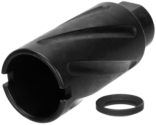 TacFire MZ1007N Spiral Fluted Muzzle Brake Black Oxide Steel with 1/2"-28 tpi Threads, 2.60" OAL & 1.12" Diameter for 5.56x45mm NATO AR-15