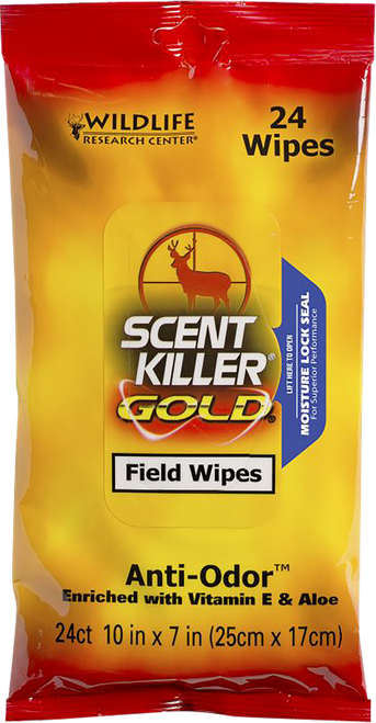 Wildlife Research 1295 Scent Killer Gold Field Wipes Odor Eliminator Wipes 24 Pack
