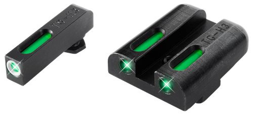 TruGlo TG13GL1A TFX  Low Green/White Outline Fiber Optic/Tritium Front/Green Fiber Optic/Tritium Rear/Black Nitride Fortress Frame, Compatible w/Most Glock Except MOS, Front Post/Rear Dovetail Mount
