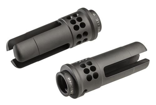 SureFire WARCOMP5561228 Warcomp QD Flash Hider 22 Cal (5.56mm) 1/2"-28 tpi, Open Tine 3-Prong, Ported Black Stainless Steel for AR/M4-Platform (SOCOM Suppressor Compatible)