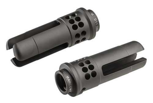 SureFire WARCOMP5561228 Warcomp QD Flash Hider 22 Cal (5.56mm) 1/2"-28 tpi, Open Tine 3-Prong, Ported Black Stainless Steel for AR/M4-Platform (SOCOM Suppressor Compatible)