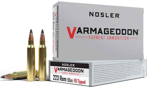 Nosler 65145 Varmageddon  223Rem 55gr Flat Base Tipped 20 Per Box/20 Case