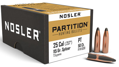 Nosler 16318 Partition  25Cal 115gr Spitzer 50/Box