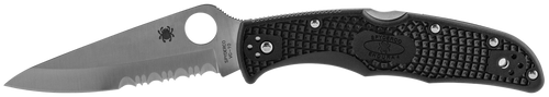 Spyderco C10PSBK Endura 4 Lightweight 3.75" Folding Drop Point Part Serrated VG-10 SS Blade Black  Textured FRN Handle Includes Pocket Clip