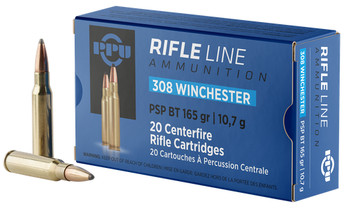 PPU PP3082 Standard Rifle  308Win 165gr Pointed Soft Point Boat Tail 20 Per Box/10 Case