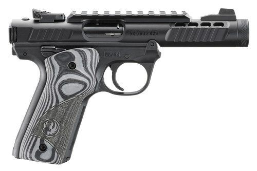Ruger 43959 Mark IV 22/45 Lite 22 LR 10+1 4.40" Black Stainless Steel Non-Threaded Barrel, Black Anodized Receiver w/Picatinny Rail, Black Polymer Frame, Black/Gray G10 Grip
