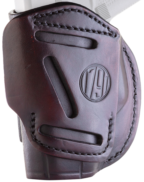1791 Gunleather 4WH2SBRR 4-Way  IWB/OWB Size 02 Signature Brown Leather Belt Clip Compatible w/Ruger LCP/S&W Bodyguard/Glock 42/43/43X  Right Hand