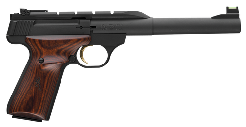 Browning 051499490 Buck Mark Hunter 22 LR 10+1 7.25" Tapered Bull Barrel, Matte Black Optic Ready/Serrated Steel Slide, Matte Black Aluminum Frame, Laminate Cocobolo Grips