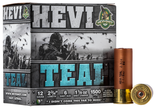 HEVI-Shot HS61226 HEVI-Teal  12Gauge 2.75" 1 1/8oz 6Shot 25 Per Box/10 Case