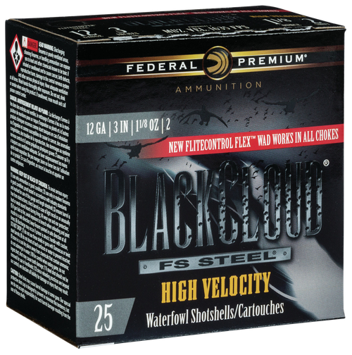 Federal PWBXH1432 Black Cloud FS High Velocity 12Gauge 3" 1 1/8oz 2Shot 25 Per Box/10 Case