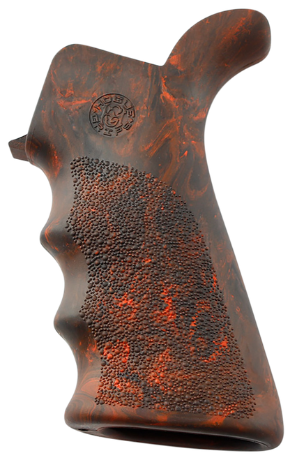 Hogue 15421 OverMolded Beavertail made of Rubber with Red Lava Finish, Cobblestone Texture & Finger Grooves for AR-15, M16