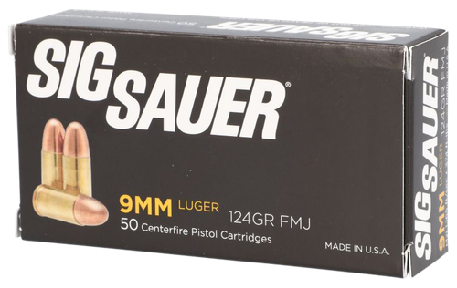 Sig Sauer E9MMB250 Elite Ball  9mmLuger 124gr Full Metal Jacket 50 Per Box/20 Case